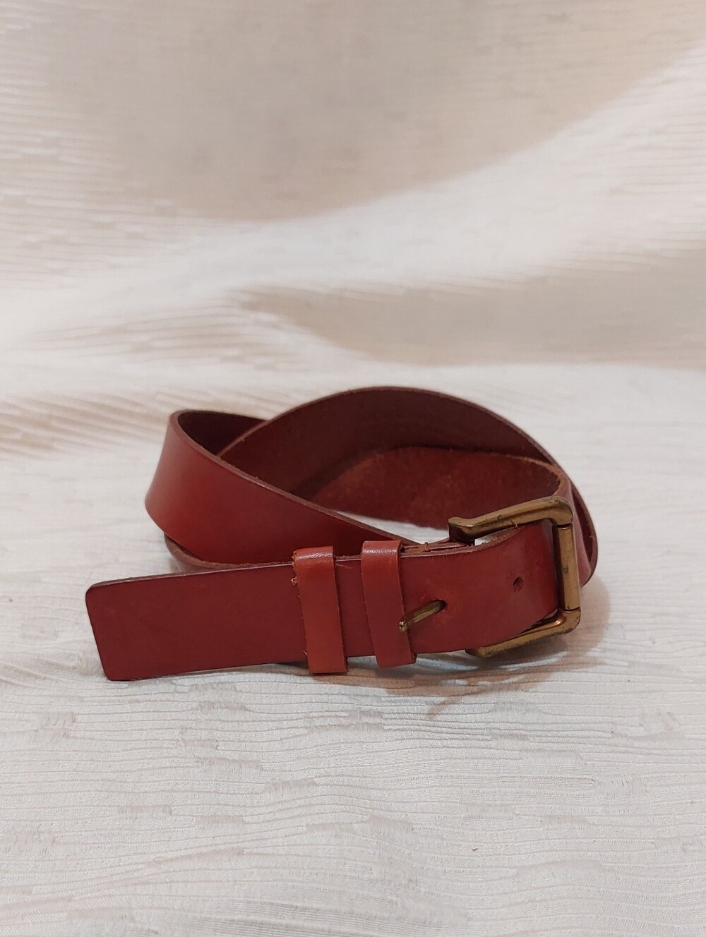 BDG Brown Leather Belt with Brass-Tone Buckle
